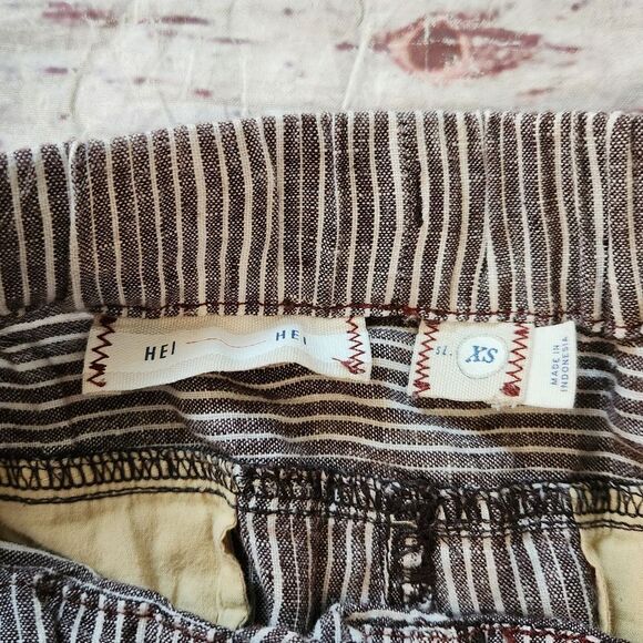 Anthropologie Hei Hei Francois Linen Striped Crop Pants Size XS - Picture 5 of 6